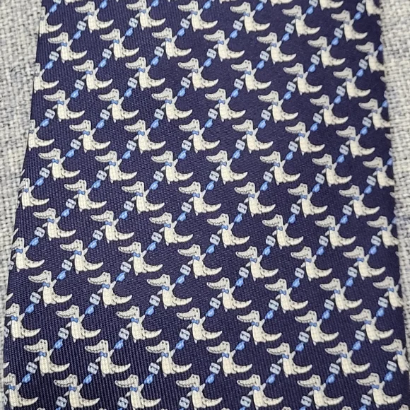 Salvatore Ferragamo Mens Blue Dog Tie - Picture 3 of 3